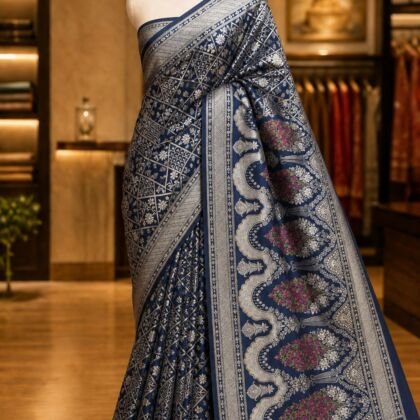 KashiFab Real zari inspired katan jamdani saree - AYU #7221 lifestyle cover - boutique display