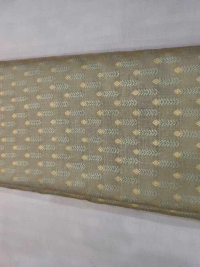 KashiFab resham meena brocade kurta fabric grey detail 12 KashiFab handloom fabrics fabric yardage - Banarasi silk fabric design wholesale