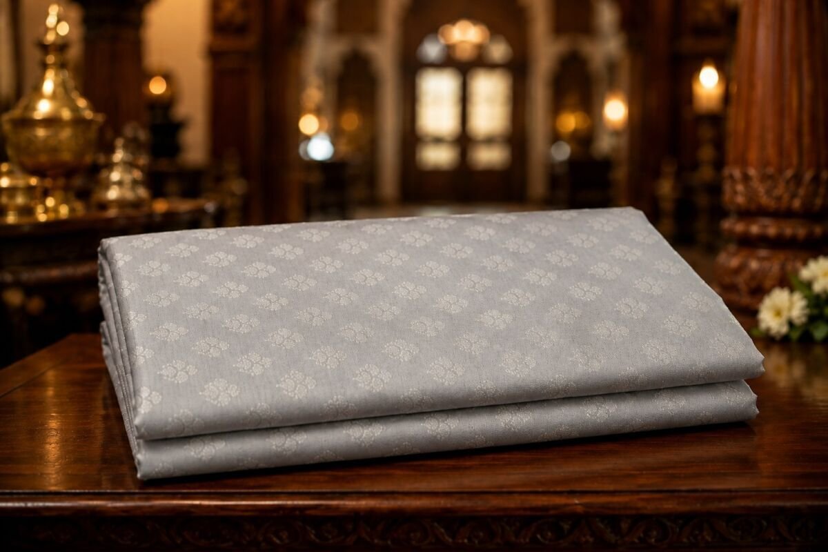KashiFab Resham Meena Brocade Grey Lifestyle KashiFab Resham Meena Brocade kurta fabric Grey lifestyle