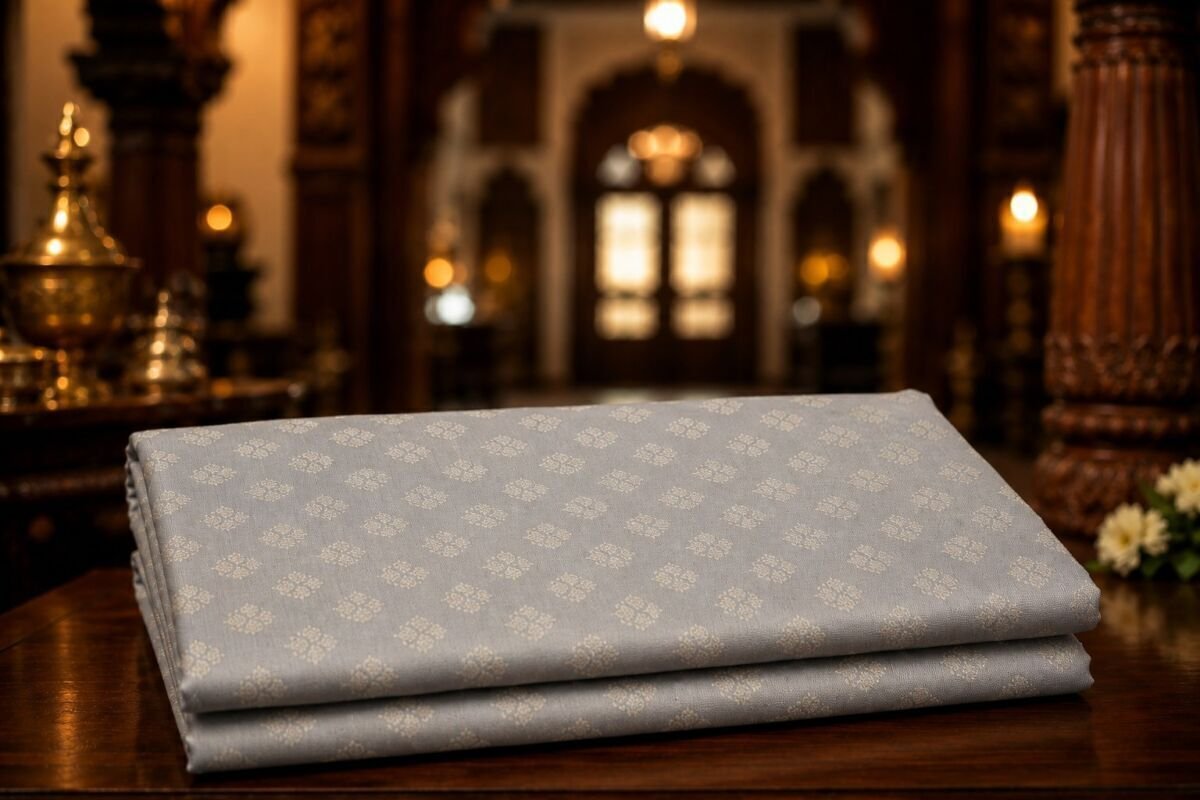 KashiFab Resham Meena Brocade Grey Lifestyle KashiFab Resham Meena Brocade kurta fabric Grey lifestyle