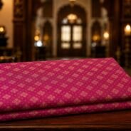 KashiFab Resham Meena Brocade kurta fabric Magenta lifestyle online