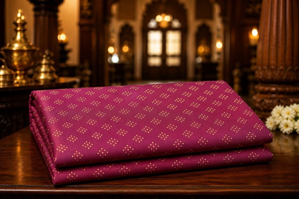 KashiFab Resham Meena Brocade Magenta Lifestyle KashiFab Resham Meena Brocade kurta fabric Magenta lifestyle