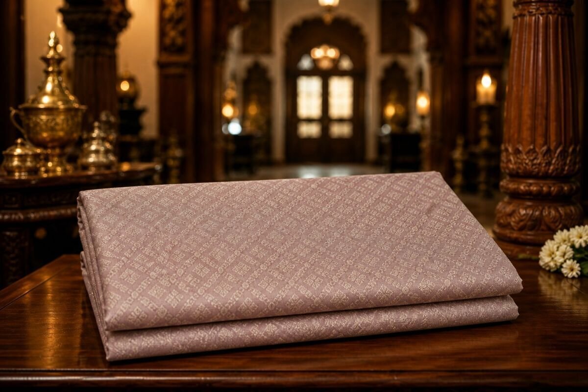 KashiFab Resham Meena Brocade Pink Lifestyle KashiFab Resham Meena Brocade kurta fabric Pink lifestyle
