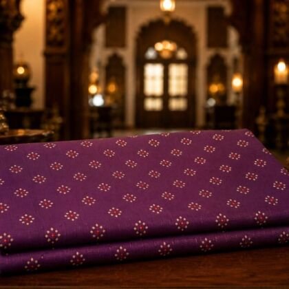 KashiFab Resham Meena Brocade kurta fabric Purple lifestyle