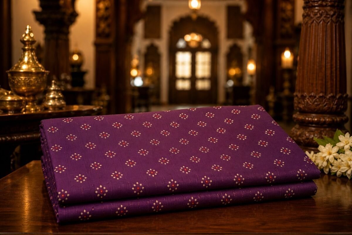 KashiFab Resham Meena Brocade Purple Lifestyle KashiFab Resham Meena Brocade kurta fabric Purple lifestyle