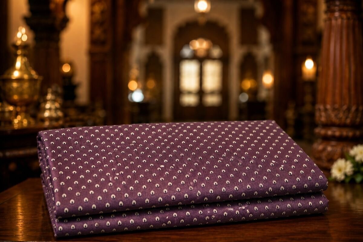 KashiFab Resham Meena Brocade Purple Lifestyle KashiFab Resham Meena Brocade kurta fabric Purple lifestyle