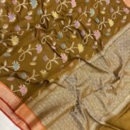 KashiFab Semi silk saree with meenakari jaal online - Banaras / Varanasi silk saree