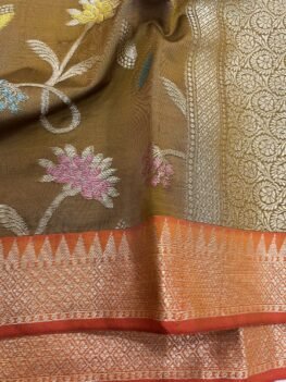 KashiFab Semi silk saree with meenakari jaal online - Banaras / Varanasi silk saree - view 2