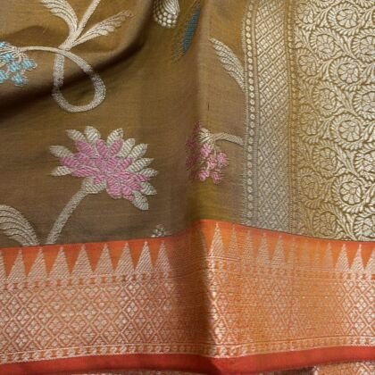 KashiFab Semi silk saree with meenakari jaal online - Banaras / Varanasi silk saree - view 2