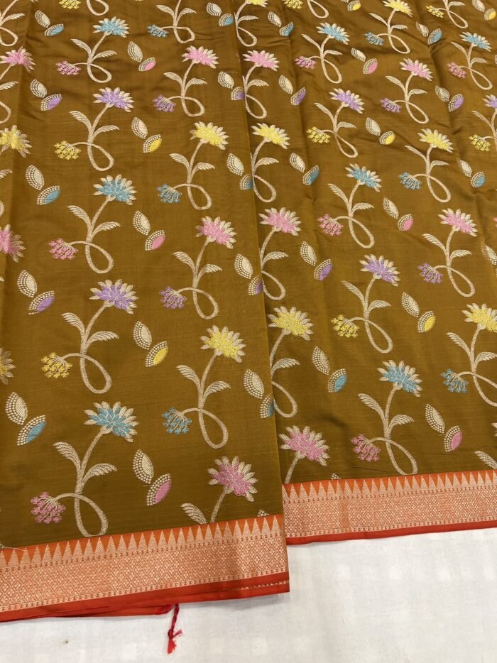 KashiFab Semi silk saree with meenakari jaal 4 KashiFab Semi silk saree with meenakari jaal online - Banaras / Varanasi silk saree - view 4