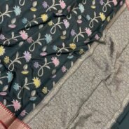 KashiFab Semi silk saree with meenakari jaal online - Banaras / Varanasi silk saree - view 5