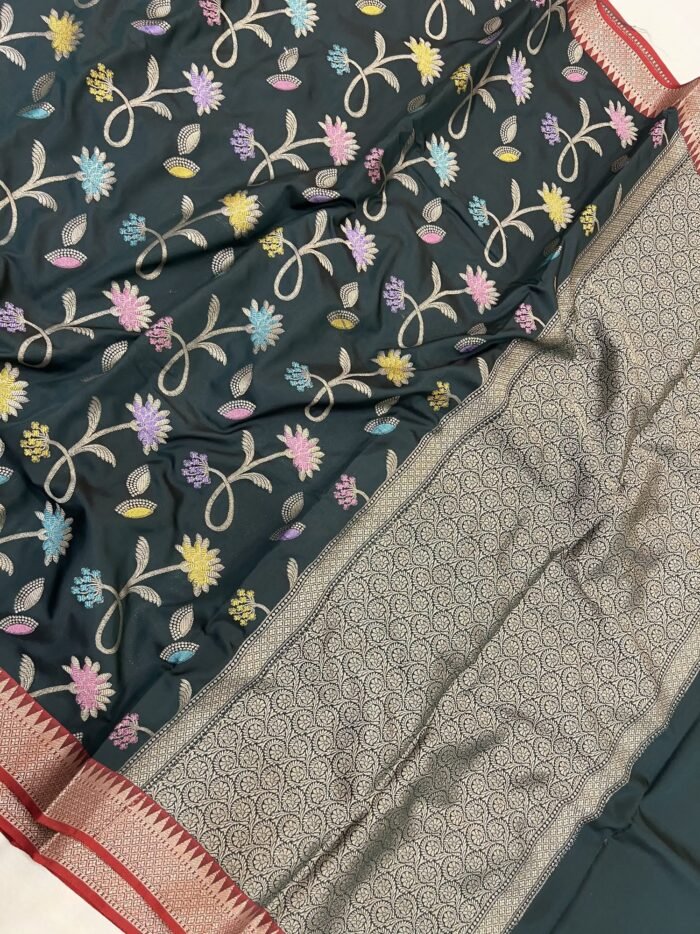 KashiFab Semi silk saree with meenakari jaal 5 KashiFab Semi silk saree with meenakari jaal online - Banaras / Varanasi silk saree - view 5
