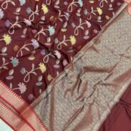 KashiFab Semi silk saree with meenakari jaal online - Banaras / Varanasi silk saree - view 6