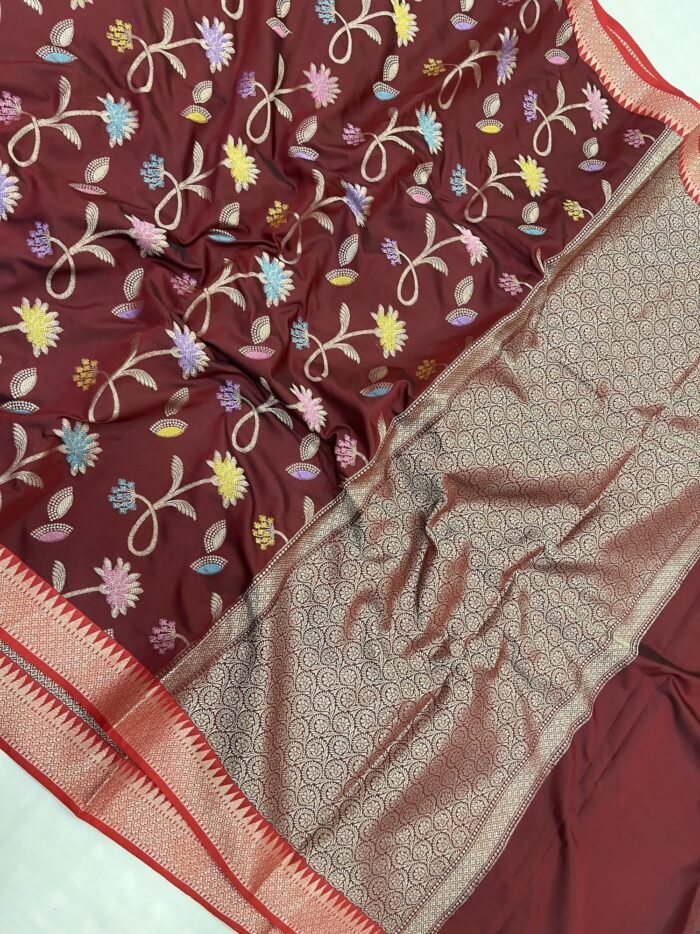 KashiFab Semi silk saree with meenakari jaal 6 KashiFab Semi silk saree with meenakari jaal online - Banaras / Varanasi silk saree - view 6