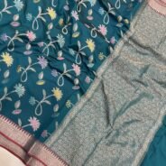 KashiFab Semi silk saree with meenakari jaal online - Banaras / Varanasi silk saree - view 7
