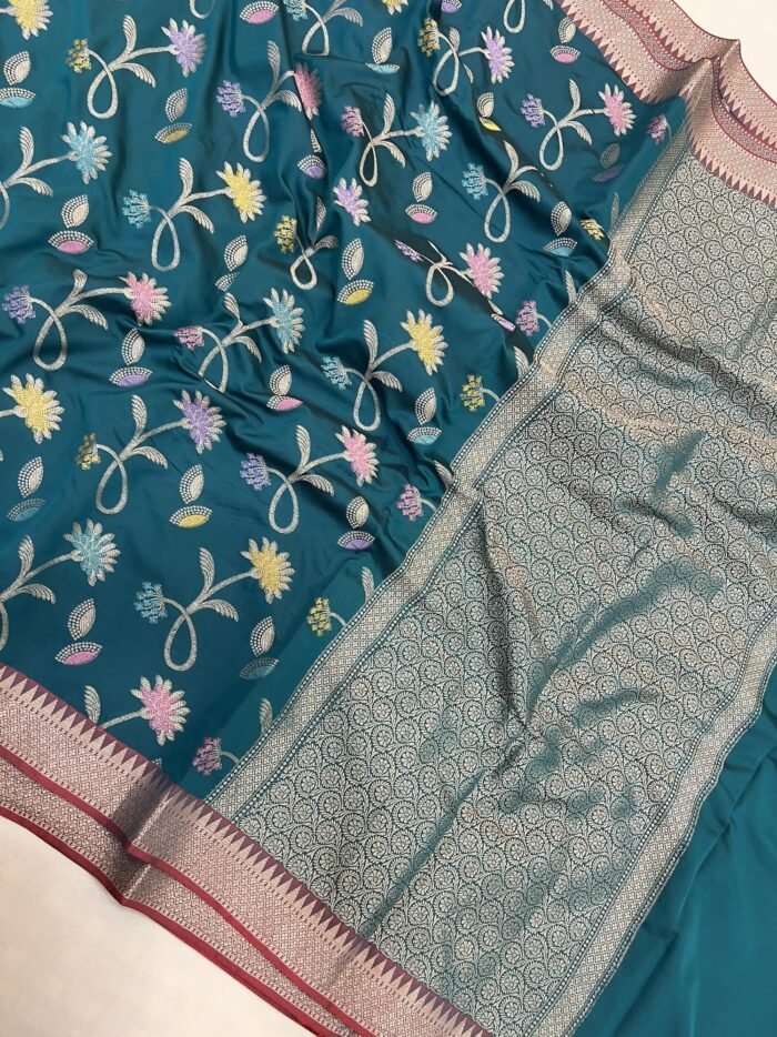 KashiFab Semi silk saree with meenakari jaal 7 KashiFab Semi silk saree with meenakari jaal online - Banaras / Varanasi silk saree - view 7