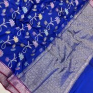 KashiFab Semi silk saree with meenakari jaal online - Banaras / Varanasi silk saree - view 8