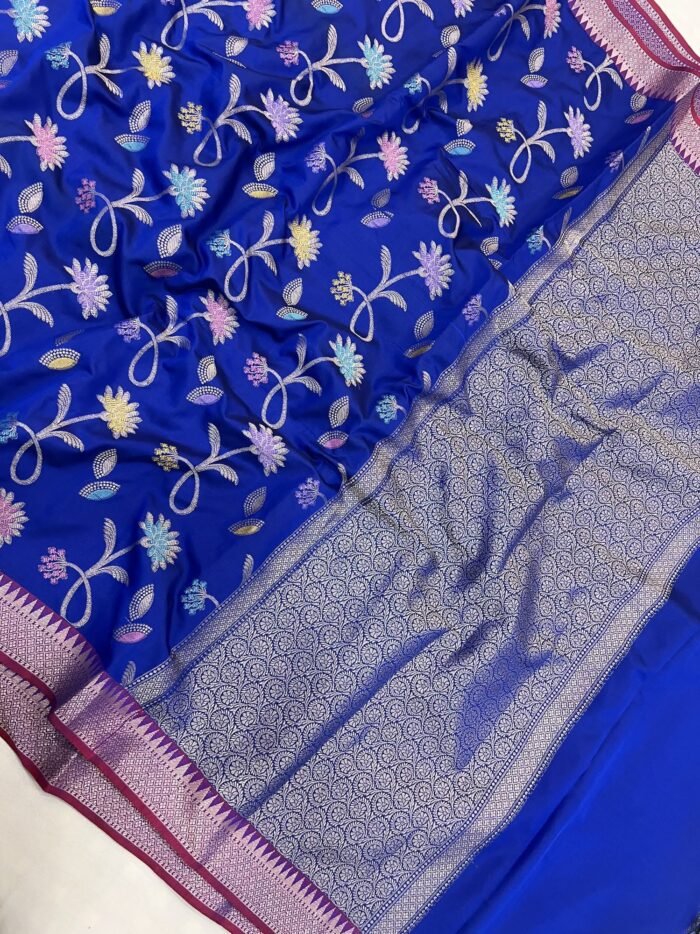KashiFab Semi silk saree with meenakari jaal 8 KashiFab Semi silk saree with meenakari jaal online - Banaras / Varanasi silk saree - view 8