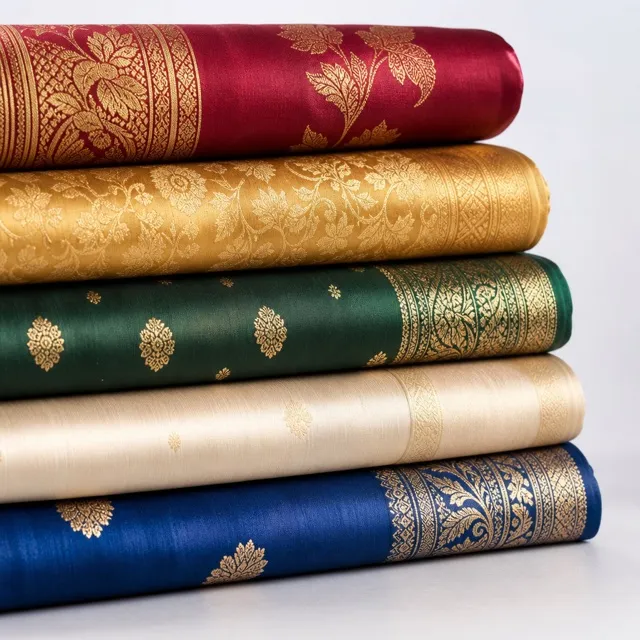 KashiFab Shop All Fabrics category - Banarasi silk fabric assortment wholesale from Varanasi
