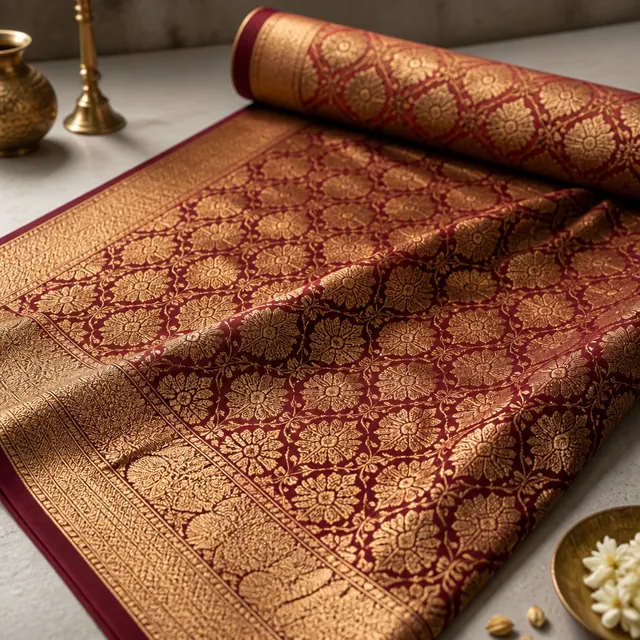 KashiFab Silk Fabric for Kurta - Banaras silk fabric online