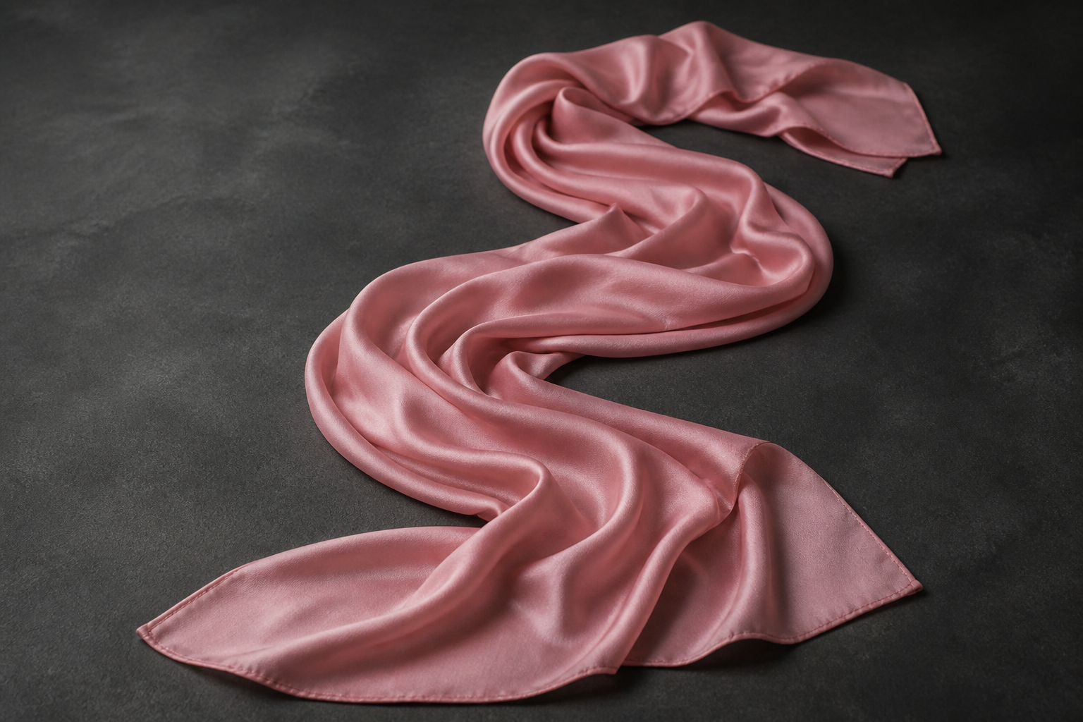 Long silk twill scarf