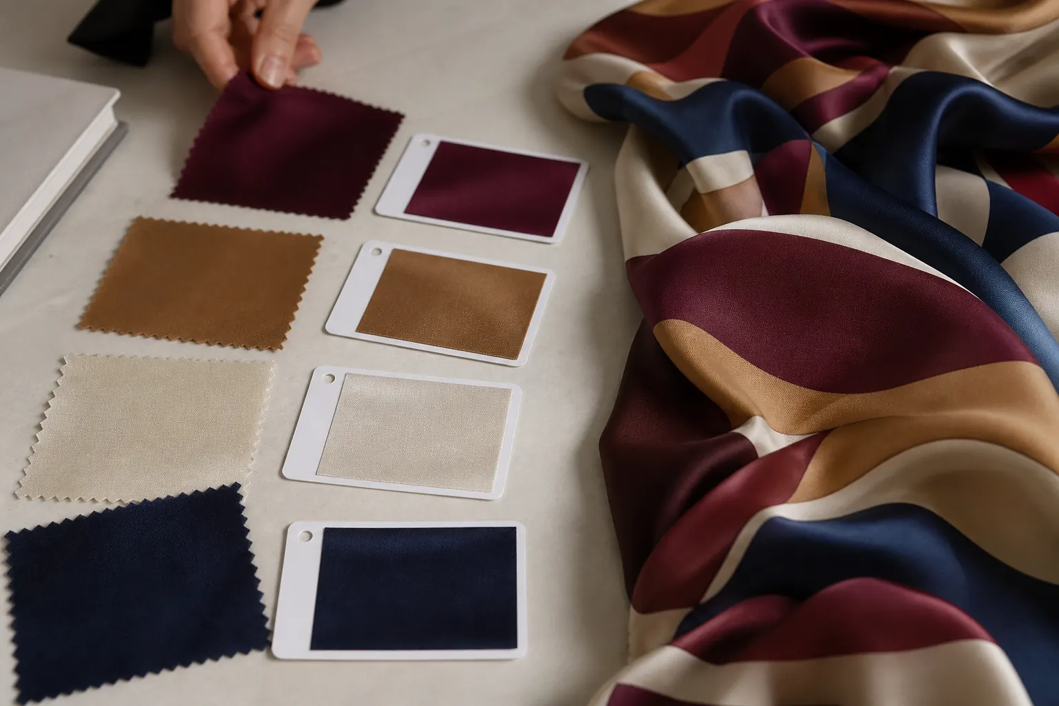 KashiFab custom silk scarf color sampling for American private label buyers