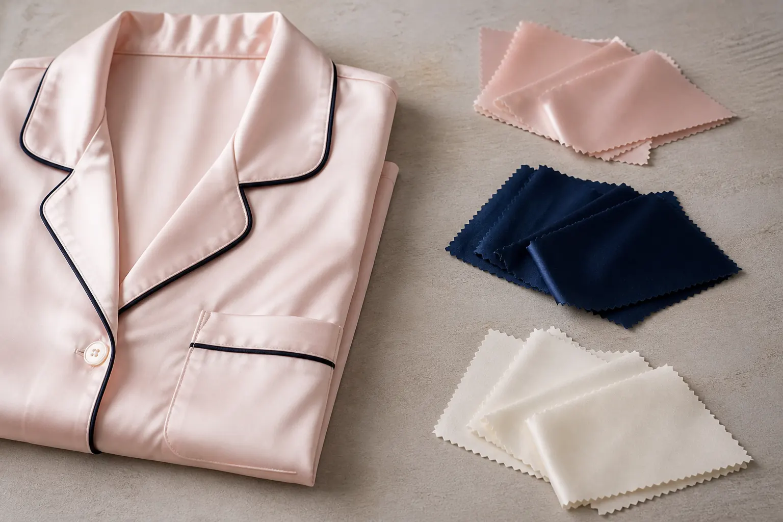 KashiFab custom silk sleepwear color sampling for American private label
