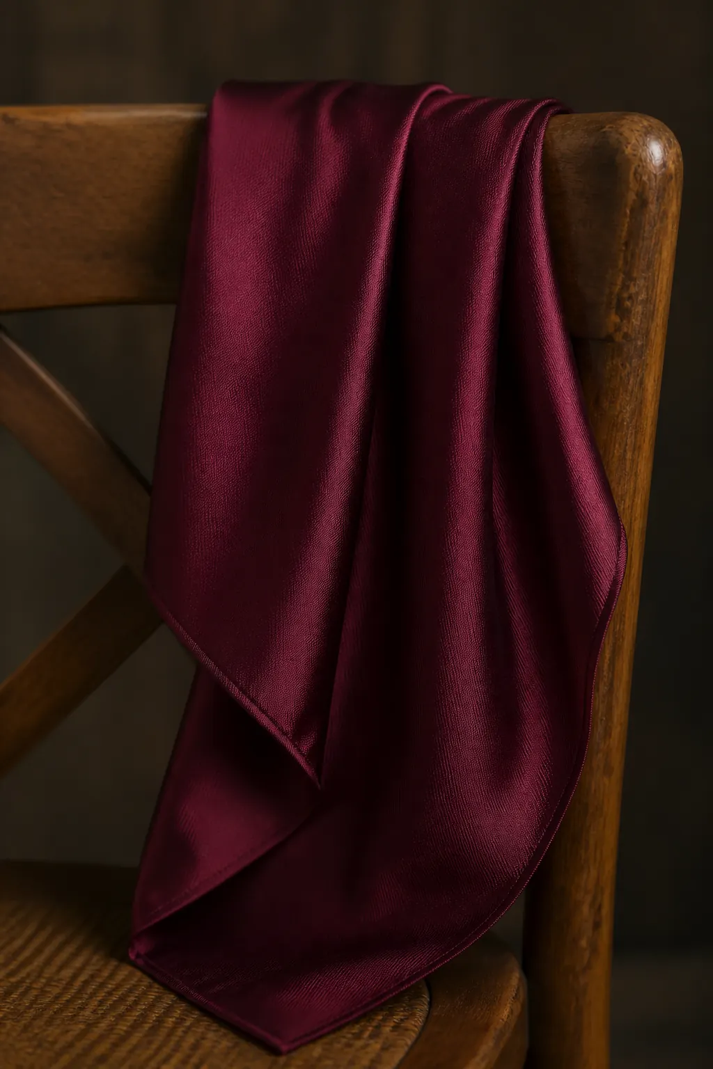 KashiFab finished silk twill scarf drape