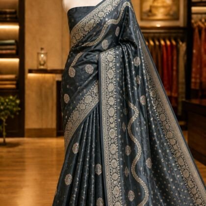 KashiFab Soft dupion silk sarees - AYU #7254 lifestyle cover - boutique display