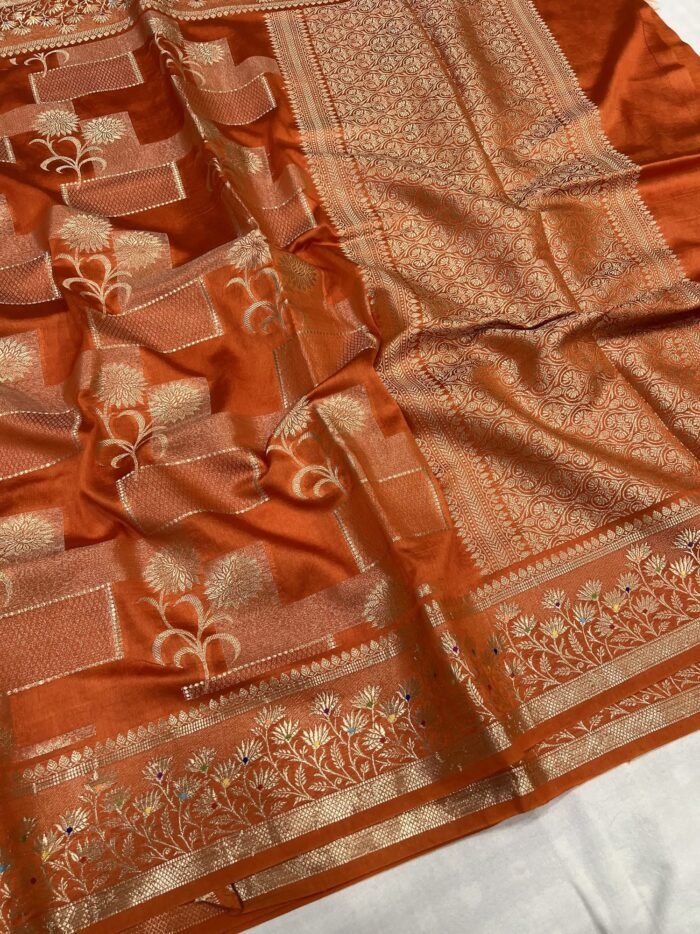 KashiFab Soft Mulberry tissue rangkaat sarees online - Banaras / Varanasi silk saree - view 3