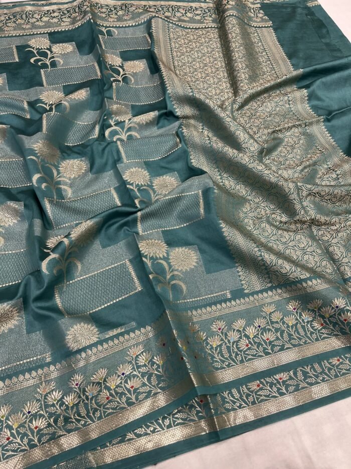 KashiFab Soft Mulberry tissue rangkaat sarees online - Banaras / Varanasi silk saree - view 6