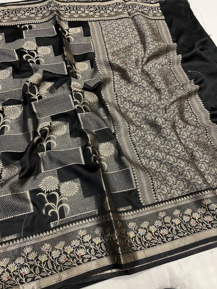 KashiFab Soft Mulberry tissue rangkaat sarees online - Banaras / Varanasi silk saree - view 7