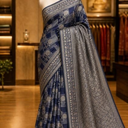 KashiFab Soft Mulberry tissue rangkaat sarees - AYU #7263 lifestyle cover - boutique display