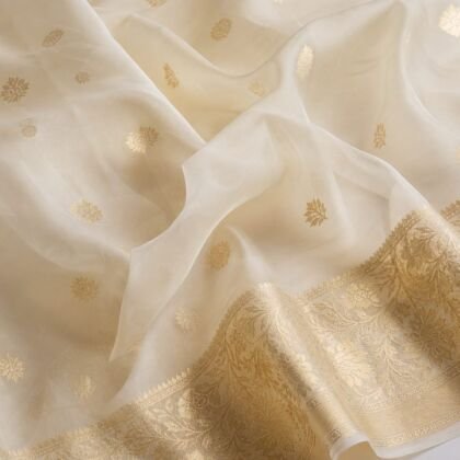 KashiFab organza / kora fabric yardage - Banarasi silk fabric design wholesale