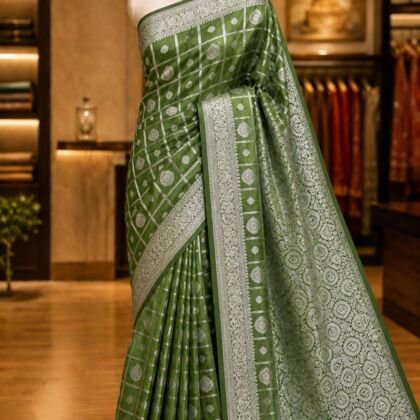 KashiFab Soft silk sarees with gharchola weave - AYU #7272 lifestyle cover - boutique display
