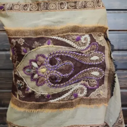 KashiFab soft weave stole Charcoal floral weave online - KF scarf SC01