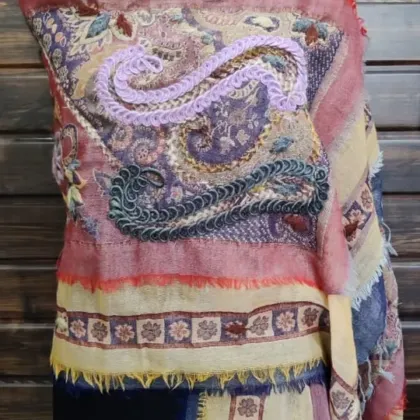 KashiFab soft weave stole Charcoal floral weave online - KF scarf SC37