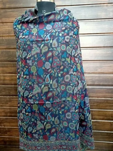 KashiFab Soft Weave Stole Charcoal SC09 KashiFab soft weave stole Charcoal jamawar paisley online - KF scarf SC09