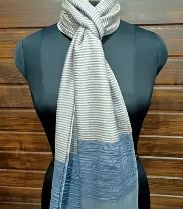 KashiFab soft weave stole Charcoal jamawar paisley online - KF scarf SC15