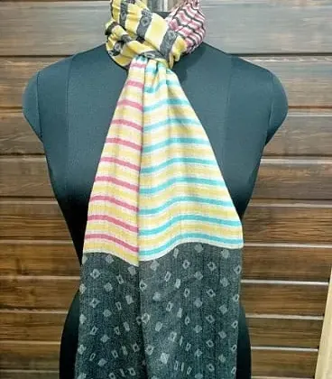KashiFab soft weave stole Charcoal jamawar paisley online - KF scarf SC19