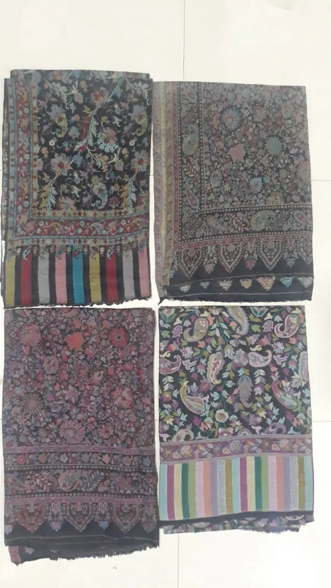 KashiFab Soft Weave Stole Charcoal SC39 KashiFab soft weave stole Charcoal sozni border online - KF scarf SC39