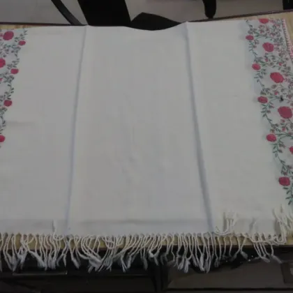 KashiFab soft weave stole Charcoal sozni border online - KF scarf SC45