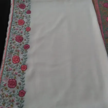 KashiFab soft weave stole Charcoal sozni border online - KF scarf SC46