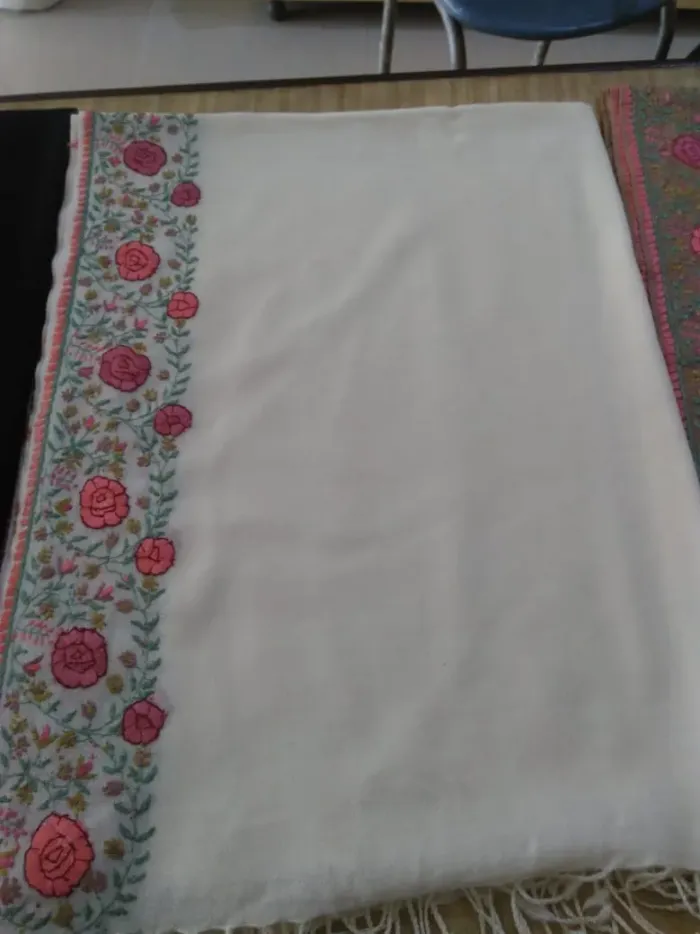 KashiFab soft weave stole Charcoal sozni border online - KF scarf SC46