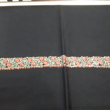 KashiFab soft weave stole Charcoal sozni border online - KF scarf SC57