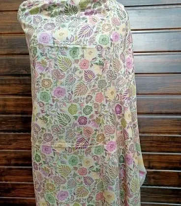 KashiFab soft weave stole Grey floral weave online - KF scarf SC13