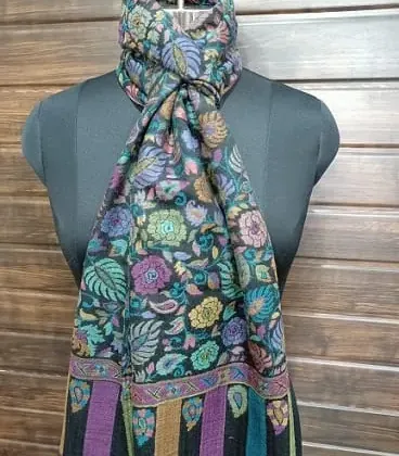 KashiFab soft weave stole Grey floral weave online - KF scarf SC14