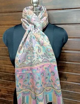 KashiFab soft weave stole Grey floral weave online - KF scarf SC32