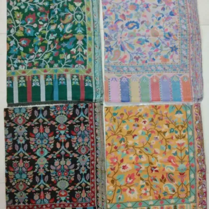 KashiFab soft weave stole Grey floral weave online - KF scarf SC49