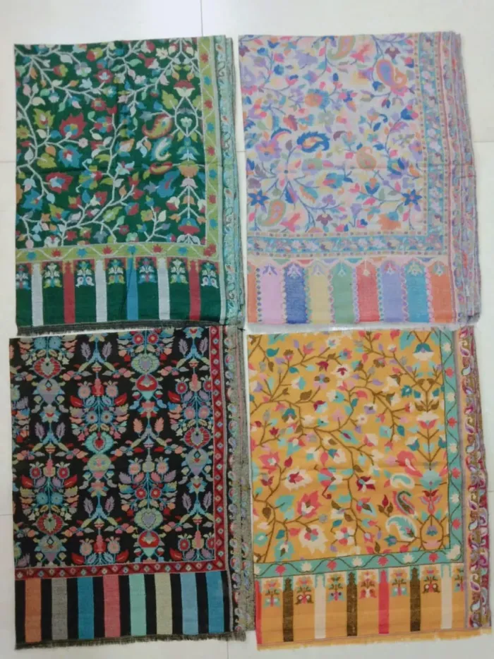 KashiFab soft weave stole Grey floral weave online - KF scarf SC49